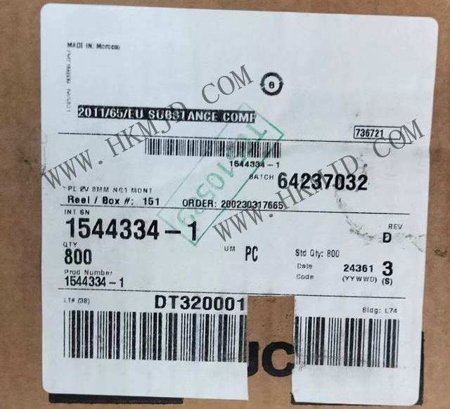 【TE泰科】汽車連接器 1544334-1 2 位置 體座 連接器 公型，接片 黑色 0.315