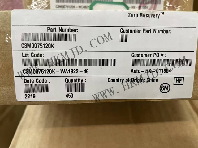 現(xiàn)貨供應(yīng) Wolfspeed C3M0075120K 1200V SiC MOSFET，75mΩ 低導(dǎo)通電阻