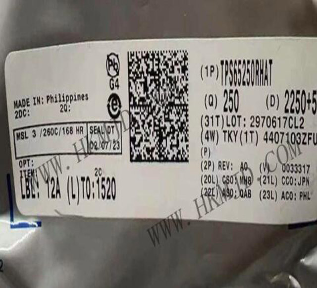 [出售原裝] TPS65250RHAT (TI) 高電流、同步三路降壓轉(zhuǎn)換器