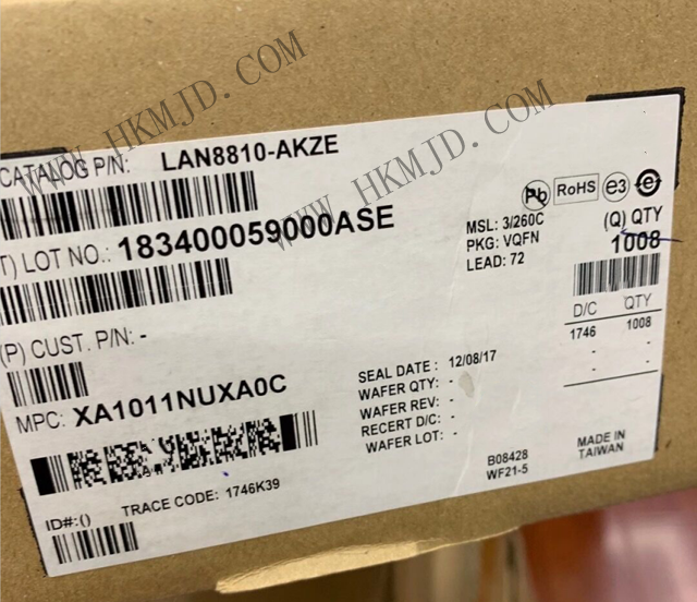 【Microchip】LAN8810-AKZE 帶 HP Auto-MDIX 的 GMII 10/100/1000Mbps以太網(wǎng)收發(fā)器